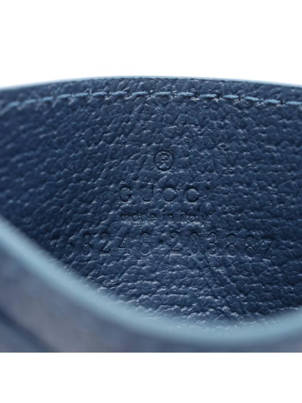 Gucci Card Case GG Supreme Facqc Black Blue Leather Trim